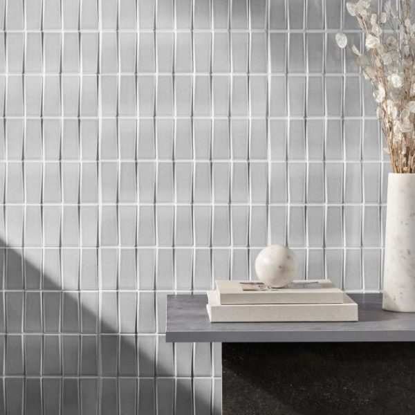 Shower | 1 sq. ft. Colorplay Steps Gray 4.5×18 3D Crackled Glossy Ceramic Tile Gray Backsplash & Kitchen Backsplash & Kitchen