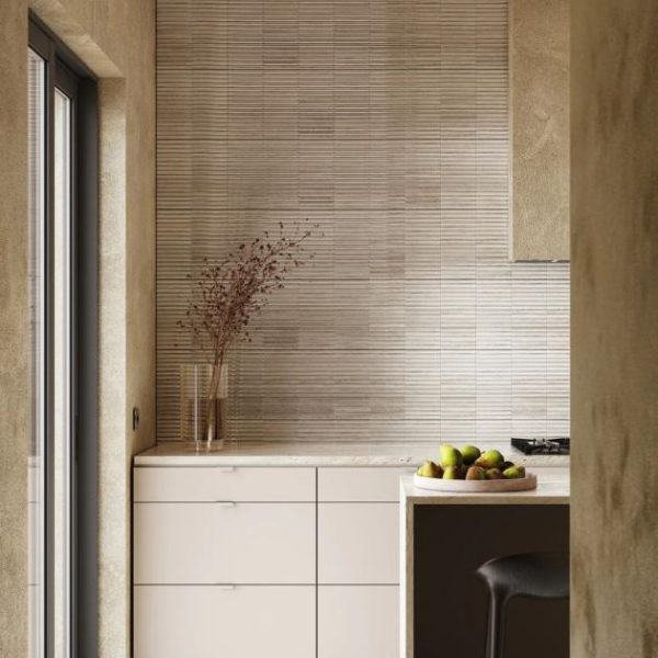 Shower | 1 sq. ft. Curve Fluted Gray 6×12 3D Glossy Ceramic Tile Gray Backsplash & Kitchen Backsplash & Kitchen