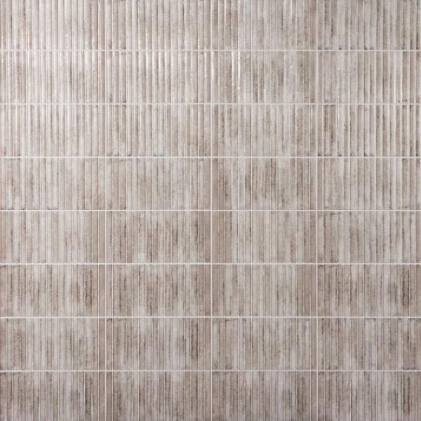 Shower | 1 sq. ft. Curve Fluted Gray 6×12 3D Glossy Ceramic Tile Gray Backsplash & Kitchen Backsplash & Kitchen