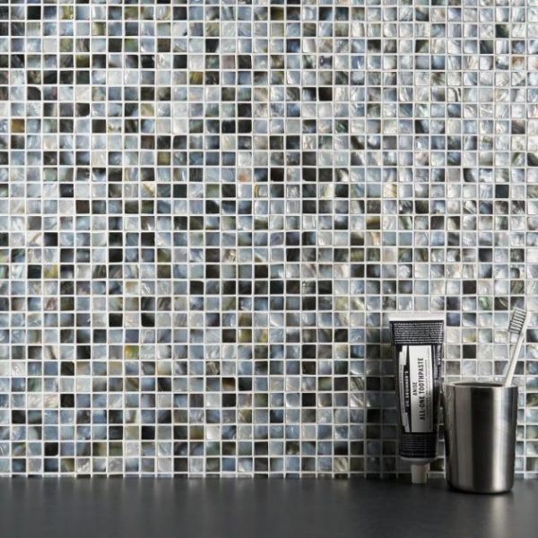 Shower | 1 sq. ft. Deep Sea Black Pearl 1×1 Square Pattern Polished Mosaic Tile Squares Backsplash & Kitchen Backsplash & Kitchen