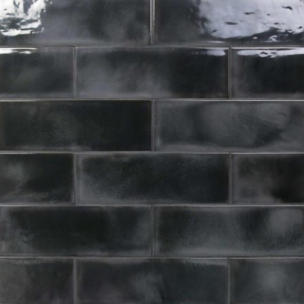 Shower | 1 sq. ft. Diesel Camp Smoke Black 4×12 Glossy Ceramic Subway Tile Black Glaze Backsplash & Kitchen Backsplash & Kitchen