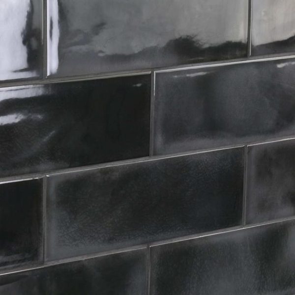 Shower | 1 sq. ft. Diesel Camp Smoke Black 4×12 Glossy Ceramic Subway Tile Black Glaze Backsplash & Kitchen Backsplash & Kitchen