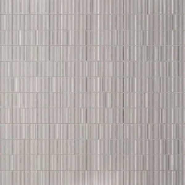 Shower | 1 sq. ft. Division Silver 8×16 Fluted 3D Matte Ceramic Wall Tile Silver Backsplash & Kitchen Backsplash & Kitchen