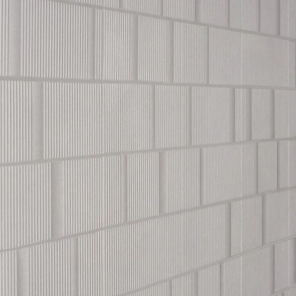 Shower | 1 sq. ft. Division Silver 8×16 Fluted 3D Matte Ceramic Wall Tile Silver Backsplash & Kitchen Backsplash & Kitchen