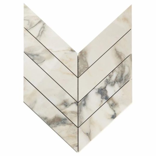 Shower | 1 sq. ft. DreamStone Calacatta Rustico 2×8 Chevron Polished Porcelain Mosaic 2X8 Chevron Backsplash & Kitchen 2X8 Chevron