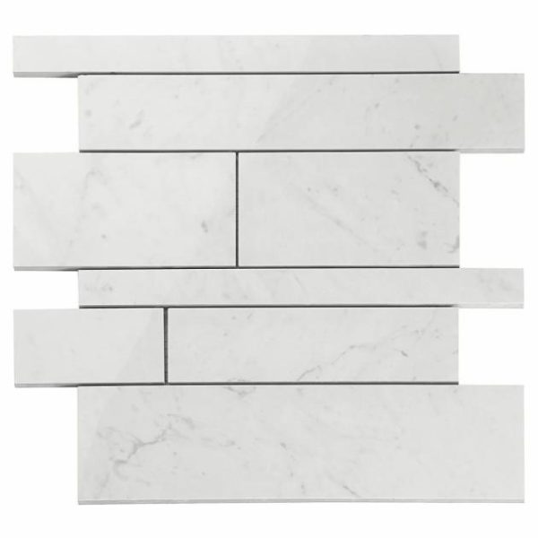 Shower | 1 sq. ft. DreamStone Carrara Giola Railroad Polished Porcelain Mosaic Railroad Polished Backsplash & Kitchen Backsplash & Kitchen