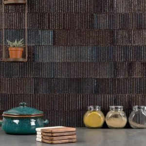 Shower | 1 sq. ft. Easton Summit Denim Dark Blue 2×9 Handmade Textured Clay Brick Subway Tile Summit Dark Denim Backsplash & Kitchen Backsplash & Kitchen