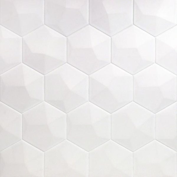 Shower | 1 sq. ft. Exagoni Dimension White 6×7 3D Hexagon Blanco Matte Ceramic Wall Tile Dimension White Matte Bathroom Bathroom