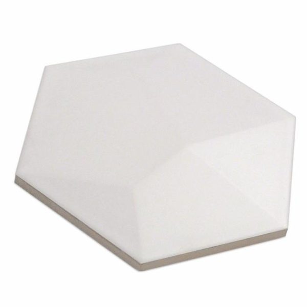 Shower | 1 sq. ft. Exagoni Dimension White 6×7 3D Hexagon Blanco Matte Ceramic Wall Tile Dimension White Matte Bathroom Bathroom