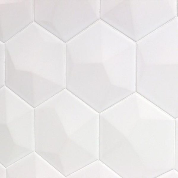 Shower | 1 sq. ft. Exagoni Dimension White 6×7 3D Hexagon Blanco Matte Ceramic Wall Tile Dimension White Matte Bathroom Bathroom