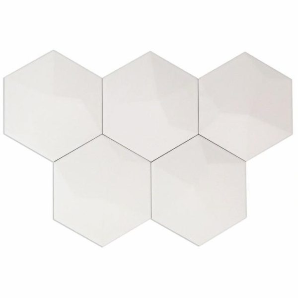 Shower | 1 sq. ft. Exagoni Dimension White 6×7 3D Hexagon Blanco Matte Ceramic Wall Tile Dimension White Matte Bathroom Bathroom