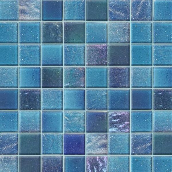 Shower | 1 sq. ft. Fairy Blue 2×2 Polished Glass Mosiac Tile Blue Bathroom Bathroom