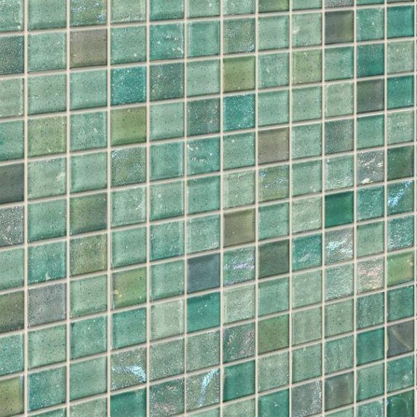 Shower | 1 sq. ft. Fairy Green 1×1 Polished Glass Mosiac Tile Green Bathroom Bathroom