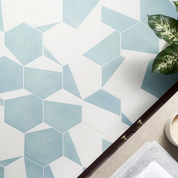 Shower | 1 sq. ft. HexArt Pop Turquoise 8″ Hexagon Matte Porcelain Tile Pop Turquoise 8 Bathroom Bathroom