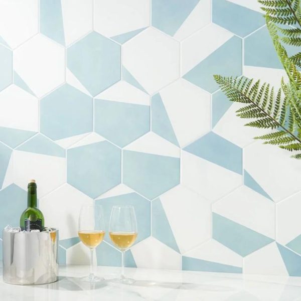 Shower | 1 sq. ft. HexArt Pop Turquoise 8″ Hexagon Matte Porcelain Tile Pop Turquoise 8 Bathroom Bathroom