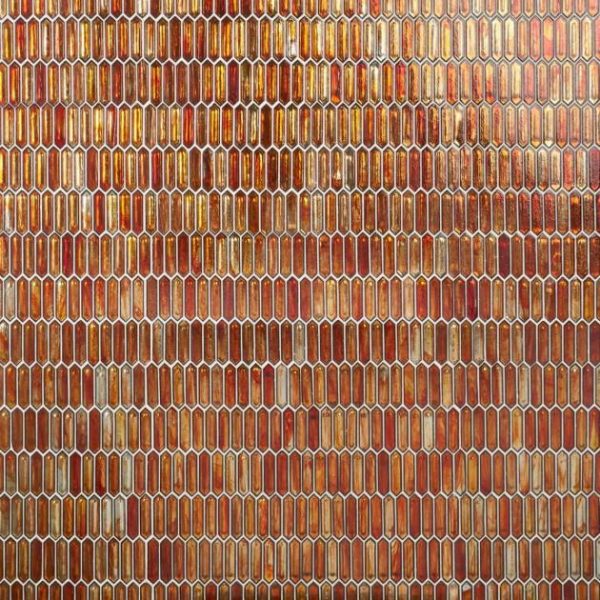 Shower | 1 sq. ft. Komorebi Picket Bonfire Red 1×3 Polished Glass Mosaic Tile Bonfire Red Backsplash & Kitchen Backsplash & Kitchen