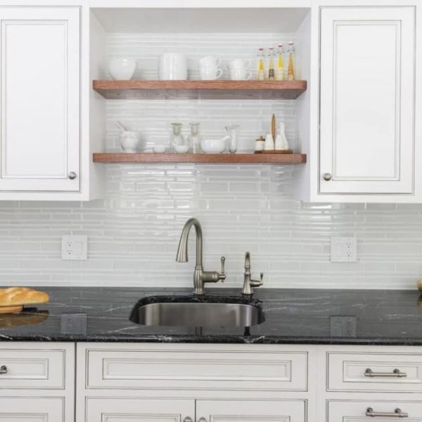 Shower | 1 sq. ft. Loft Spa Super White Tuscany Pattern Glass Polished Mosaic Tile Backsplash & Kitchen Backsplash & Kitchen