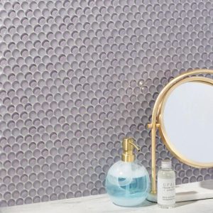 Shower | 1 sq. ft. Loft Wisteria 3/4″ Penny Round Glass Tile Wisteria Penny Bathroom Bathroom