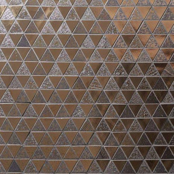 Shower | 1 sq. ft. Magma Triangles Bronze 2″ Polished Lava Stone Mosaic Tile Triangles Bathroom Bathroom