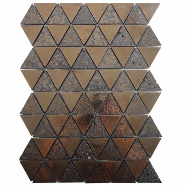 Shower | 1 sq. ft. Magma Triangles Bronze 2″ Polished Lava Stone Mosaic Tile Triangles Bathroom Bathroom