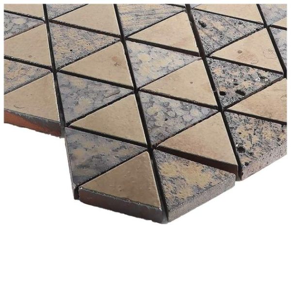 Shower | 1 sq. ft. Magma Triangles Bronze 2″ Polished Lava Stone Mosaic Tile Triangles Bathroom Bathroom