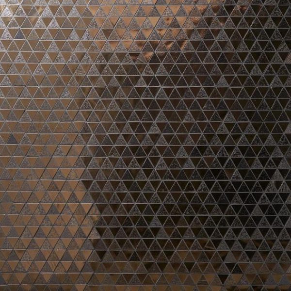 Shower | 1 sq. ft. Magma Triangles Bronze 2″ Polished Lava Stone Mosaic Tile Triangles Bathroom Bathroom