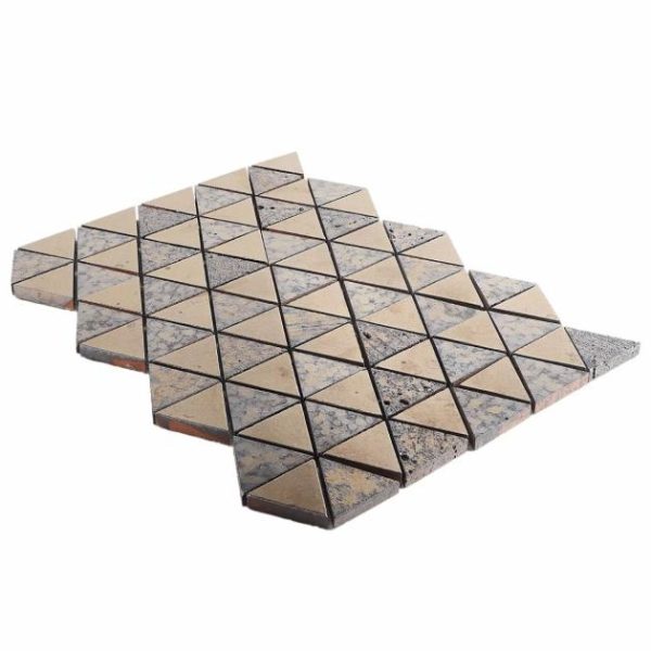 Shower | 1 sq. ft. Magma Triangles Bronze 2″ Polished Lava Stone Mosaic Tile Triangles Bathroom Bathroom