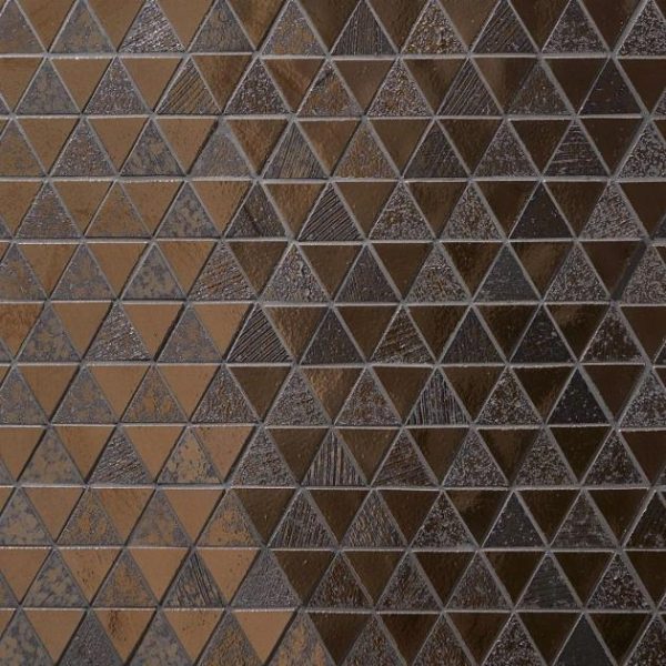 Shower | 1 sq. ft. Magma Triangles Bronze 2″ Polished Lava Stone Mosaic Tile Triangles Bathroom Bathroom