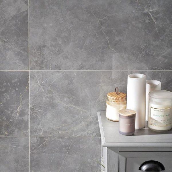 Shower | 1 sq. ft. Marble Tech Grigio Imperiale 12×24 Polished Porcelain Tile Gray Polished Bathroom Bathroom