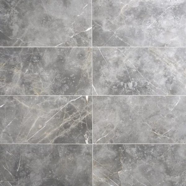 Shower | 1 sq. ft. Marble Tech Grigio Imperiale 12×24 Polished Porcelain Tile Gray Polished Bathroom Bathroom