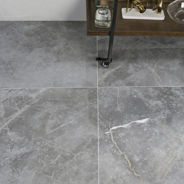 Shower | 1 sq. ft. Marble Tech Grigio Imperiale 24×24 Polished Porcelain Tile Gray Polished Bathroom Bathroom