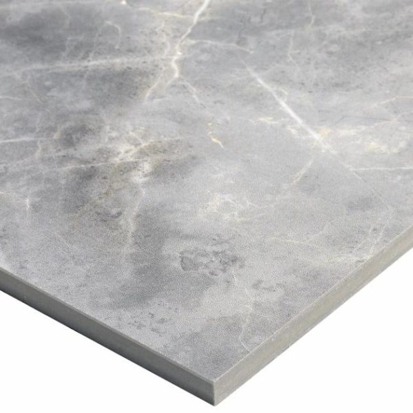 Shower | 1 sq. ft. Marble Tech Grigio Imperiale 24×24 Polished Porcelain Tile Gray Polished Bathroom Bathroom