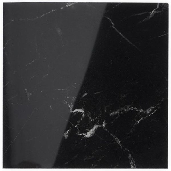 Shower | 1 sq. ft. Marble Tech Port Laurent 6×6 Polished Nero Marquina Look Porcelain Tile Black Polished Bathroom Bathroom