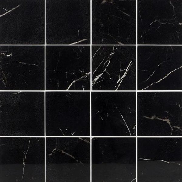 Shower | 1 sq. ft. Marble Tech Port Laurent 6×6 Polished Nero Marquina Look Porcelain Tile Black Polished Bathroom Bathroom