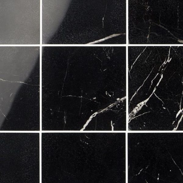 Shower | 1 sq. ft. Marble Tech Port Laurent 6×6 Polished Nero Marquina Look Porcelain Tile Black Polished Bathroom Bathroom