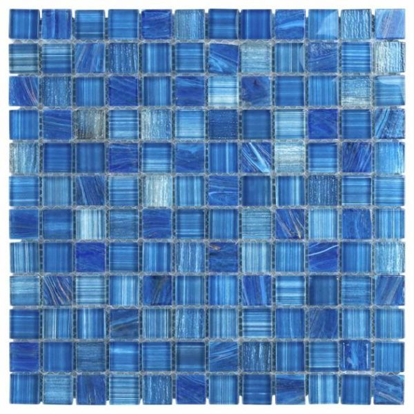 Shower | 1 sq. ft. Marley Lake Blue 1×1 Polished Glass Mosaic Lake Backsplash & Kitchen Backsplash & Kitchen