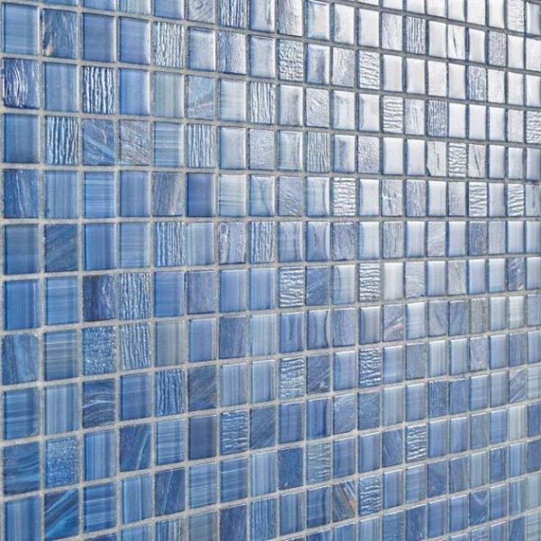 Shower | 1 sq. ft. Marley Lake Blue 1×1 Polished Glass Mosaic Lake Backsplash & Kitchen Backsplash & Kitchen