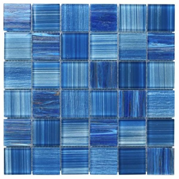 Shower | 1 sq. ft. Marley Lake Blue 2×2 Polished Glass Mosaic Lake Bathroom Bathroom