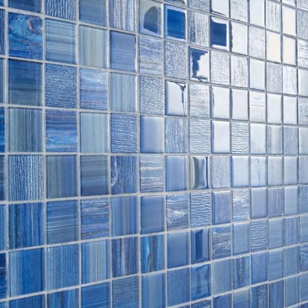 Shower | 1 sq. ft. Marley Lake Blue 2×2 Polished Glass Mosaic Lake Bathroom Bathroom