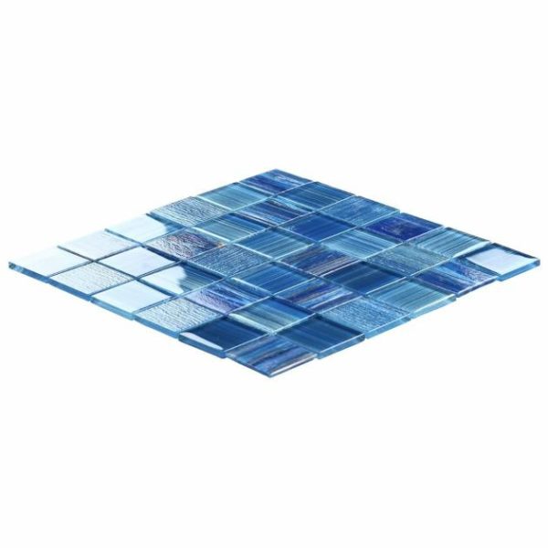 Shower | 1 sq. ft. Marley Lake Blue 2×2 Polished Glass Mosaic Lake Bathroom Bathroom