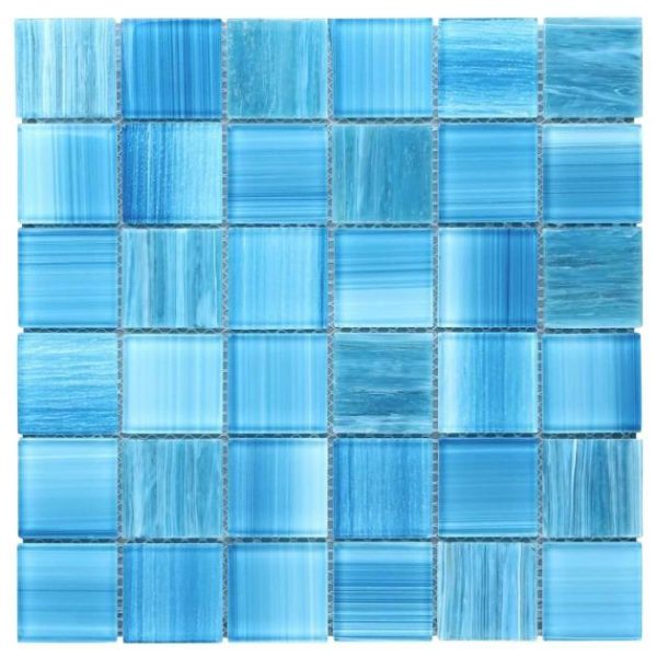 Shower | 1 sq. ft. Marley Ocean Blue 2×2 Polished Glass Mosaic Ocean Bathroom Bathroom