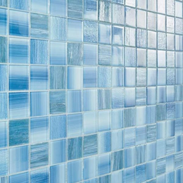 Shower | 1 sq. ft. Marley Ocean Blue 2×2 Polished Glass Mosaic Ocean Bathroom Bathroom