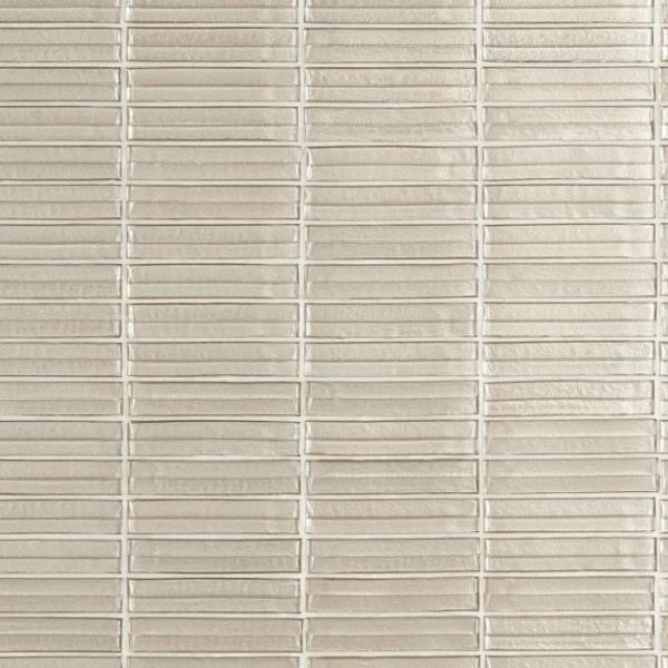 Shower | 1 sq. ft. Maya Stacked Dawn Beige 1×5 Polished Glass Mosaic Tile Stacked Dawn Backsplash & Kitchen Backsplash & Kitchen