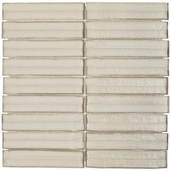 Shower | 1 sq. ft. Maya Stacked Dawn Beige 1×5 Polished Glass Mosaic Tile Stacked Dawn Backsplash & Kitchen Backsplash & Kitchen