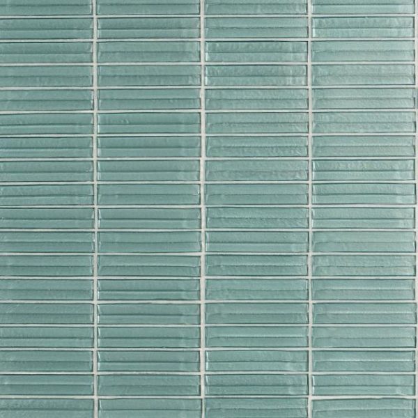 Shower | 1 sq. ft. Maya Stacked Ocean Green 1×5 Polished Glass Mosaic Tile Stacked Ocean Backsplash & Kitchen Backsplash & Kitchen