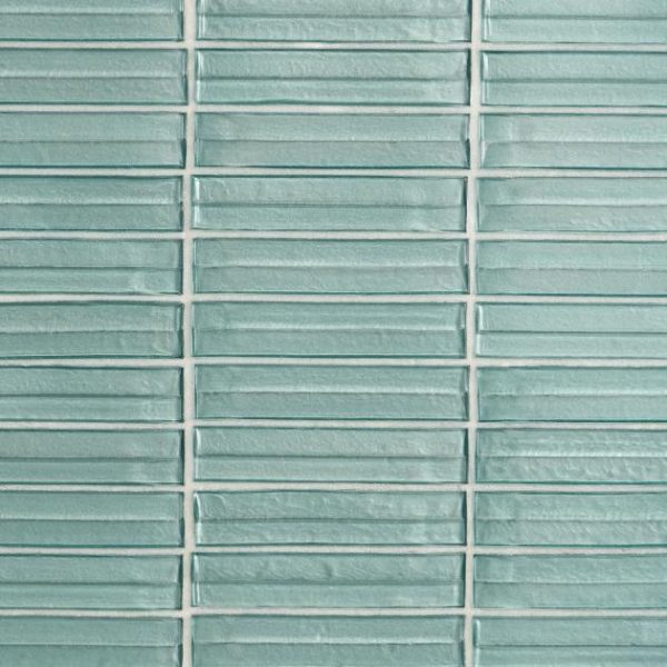 Shower | 1 sq. ft. Maya Stacked Ocean Green 1×5 Polished Glass Mosaic Tile Stacked Ocean Backsplash & Kitchen Backsplash & Kitchen