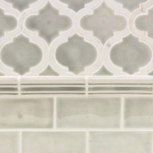 Shower | 1 sq. ft. Nabi Arabesque Tundra Marble & Crackled Glass Tile Tundra Bathroom Bathroom