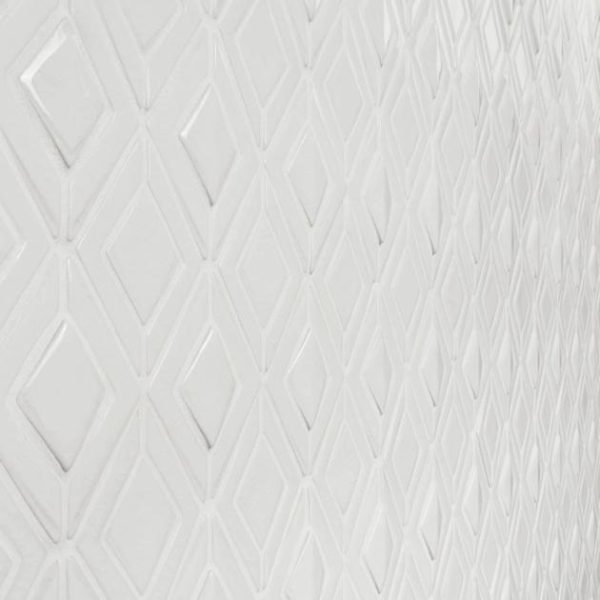 Shower | 1 sq. ft. Nabi Jewel Glacier White 3D Crackled Glossy Glass Mosaic Tile Glacier White Polished Bathroom Bathroom