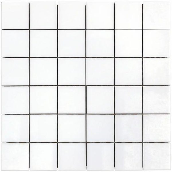 Shower | 1 sq. ft. Nanoglass White 2×2 Polished Mosaic Tile Simple Thassos Backsplash & Kitchen Backsplash & Kitchen