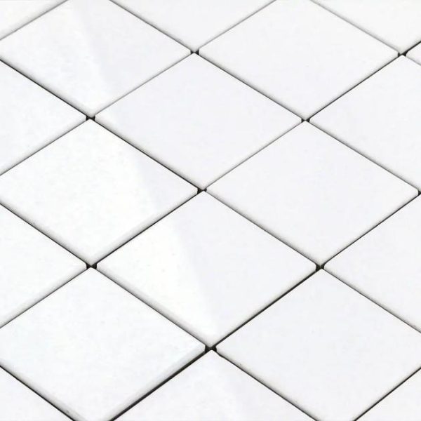 Shower | 1 sq. ft. Nanoglass White 2×2 Polished Mosaic Tile Simple Thassos Backsplash & Kitchen Backsplash & Kitchen